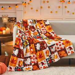 KACISSTY Pumpkin Plaid Blankets Thanksgiving Halloween Theme Throw Blanket Thin Flannel Quilts Air Condition Quilt Gifts