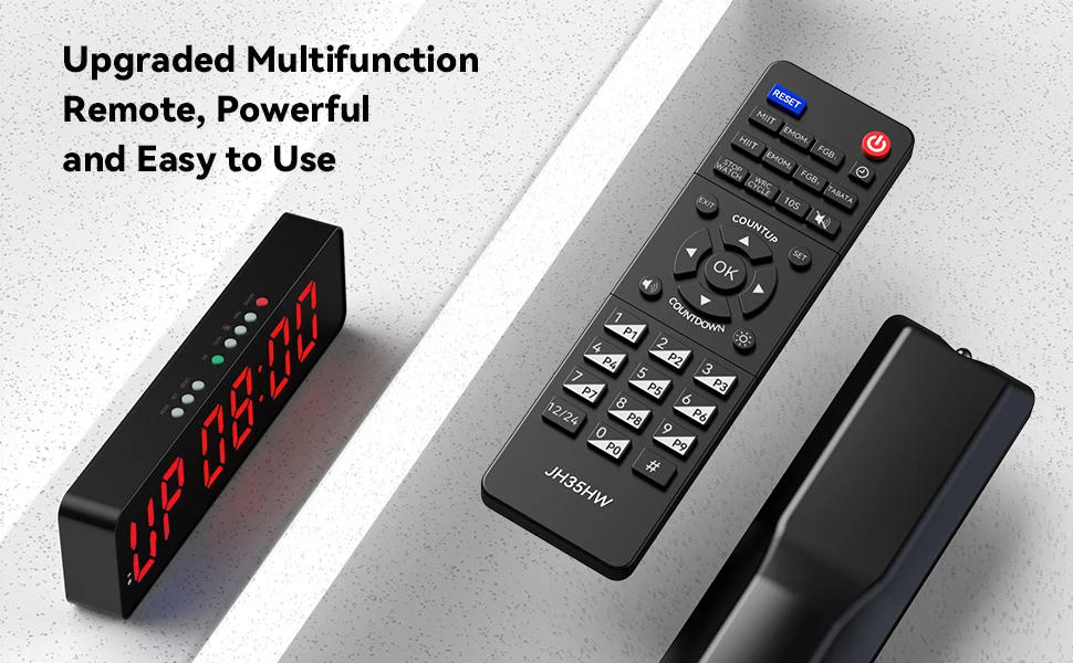 Description Picture 5 of itemGym Timer with Remote 11''x 3.5''Ultra-Clear Interval Timer with LED Countdown/Up Wall Clock  Power Fitness Timer Stopwatch