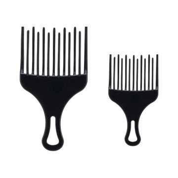 2Pcs Wide Hair Pick Comb Afro Combs Hairdressing Styling Tool for Male Salon Home Size Size Black