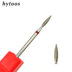 HYTOOS Fine Diamond Nail Drill Bits Flame Shape Russian Mills Cuticle Clean Burr Electric Manicure Drills Nails Accessories