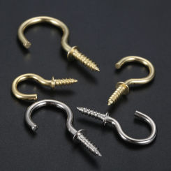 10Pcs Gold/Silver Self-Tapping Screws Ceiling Cups Hooks Picture Frame Lamp Light Curtain Eyebolt Screw in Spiral Hanger 45/55mm