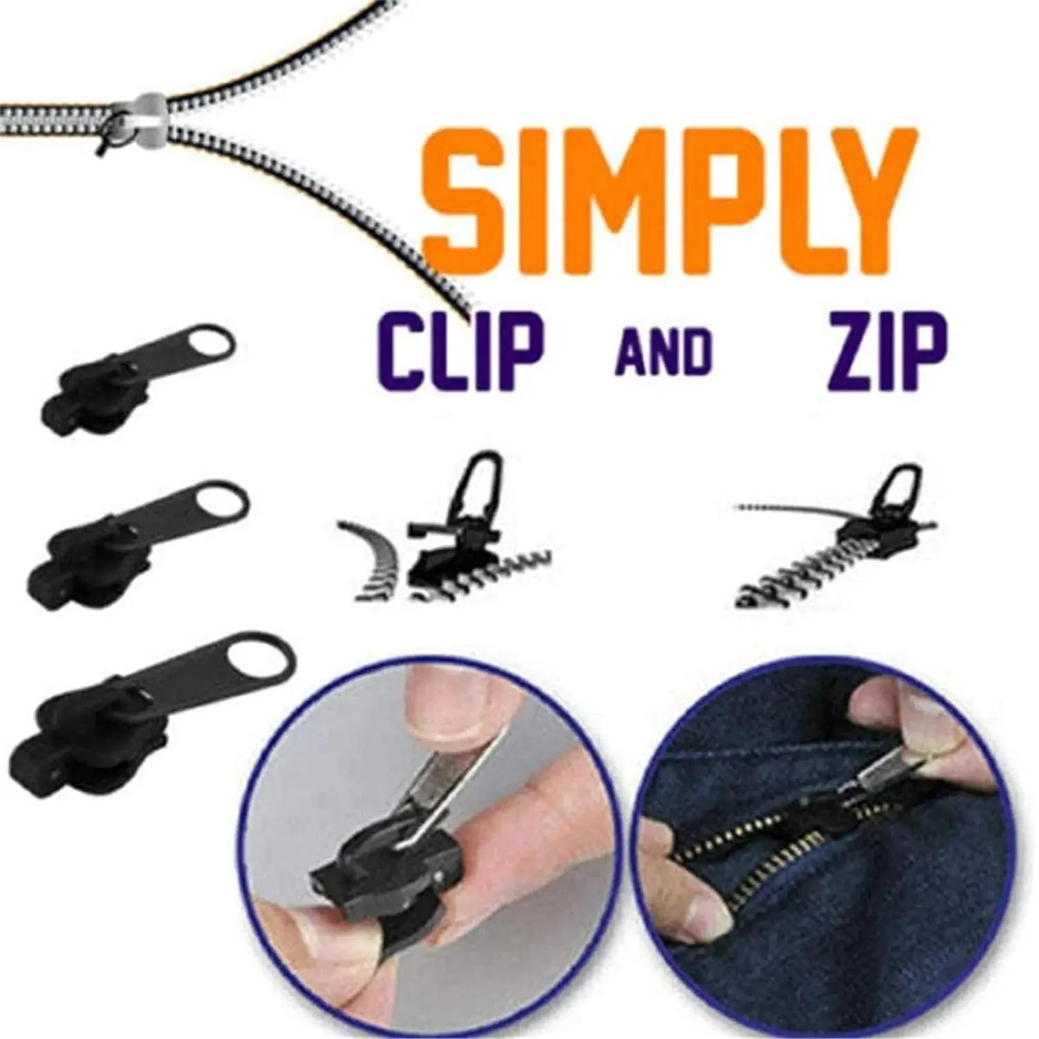 Description Picture 3 of item6Pcs Universal Instant Fix Zipper 3 Sizes Repair Kit Replacement Zip Slider Teeth Rescue New Design Zippers Sewing Accessories