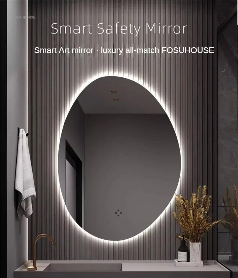 Description Picture 6 of itemEuropean Smart Bath Mirrors Wall-mounted Touch Screen Bedroom Makeup Mirror Bathroom Mirror with Light Hotel Decorative Mirrors