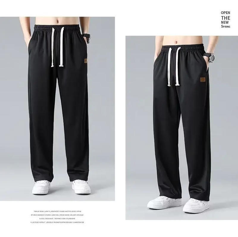 Description Picture 4 of itemAll Season Summer Casual Soft Solid Men's Cool Boys Waist Loose All Match Overalls Pocket Drawstring Sport Pants Breathable