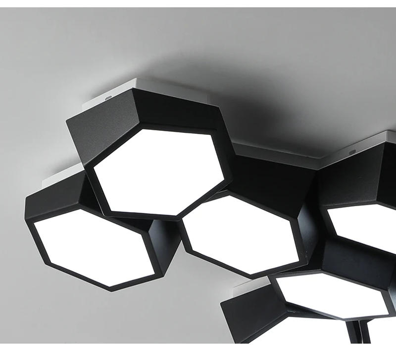 Description Picture 5 of itemModern Geometry Led Ceiling Lights White Black Alloy Ceiling Chandelier Lighting For Living Room Bedroom Home Decor Ceiling Lamp