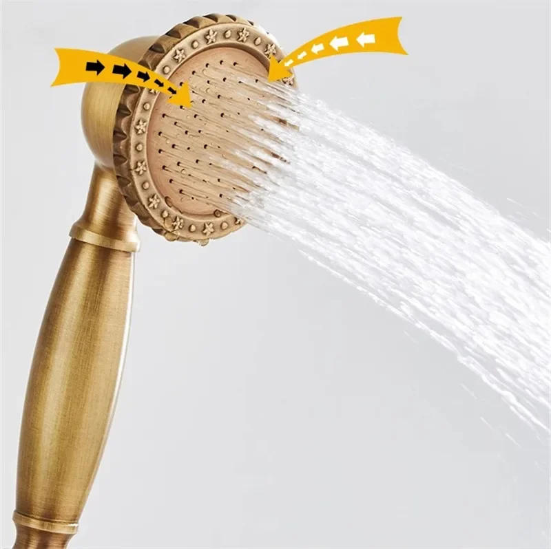 Description Picture 3 of itemAntique Bathtub Shower Set Wall Mounted Brass Faucet Bathroom Hot  and Cold Bath and Mixer Taps Brass