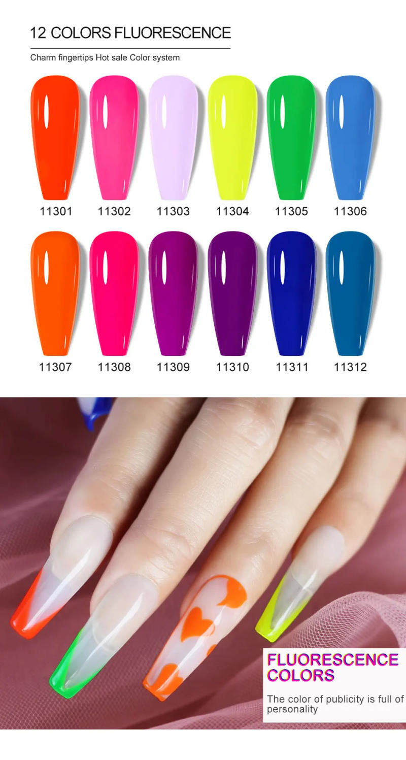 Description Picture 4 of itemClou Beaute Summer Bright Neon Color Gel Nail Polish Yellow Green Orange Red Gel Varnish Pretty Varnis Semi Permanent For Nails