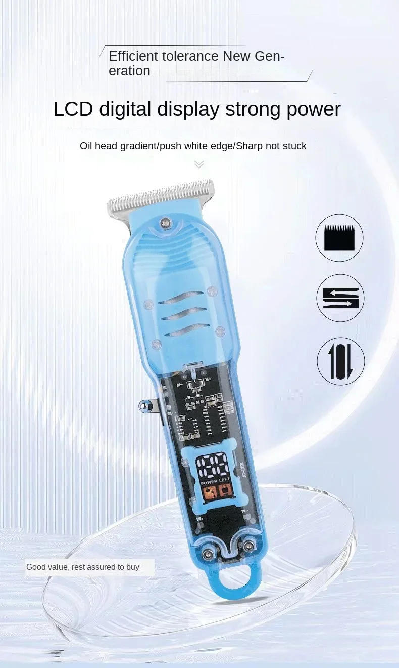Description Picture 2 of itemProfessional Hair Cutting Machine Rechargeable  Clipper Transparent Electric Hair Trimmers For Men Cordless Hair Cut Machine
