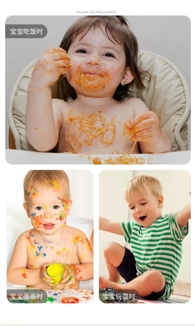 Description Picture 2 of itemWaterproof Coverall Baby Feeding Bibs for 6 Month To 5 Years Old Toddler Long Sleeve Weaning Bib Attaches To Highchair and Table