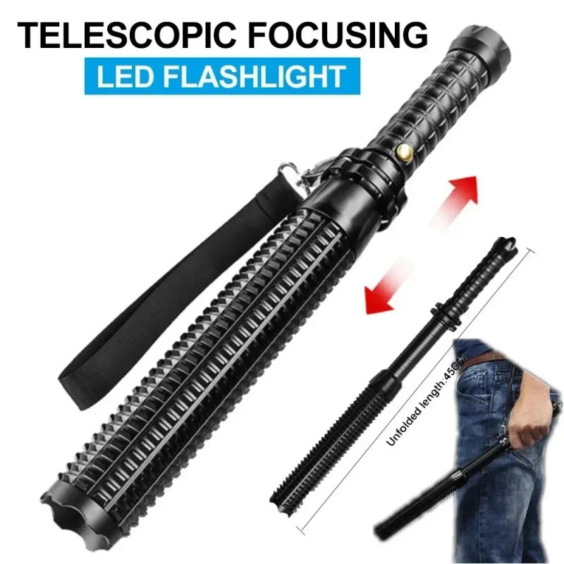 Description Picture 2 of itemPowerful Outdoor Camping Hunting LED Flashlight Telescopic Zoom Rechargeable Aluminum Alloy Waterproof Torch for Self Defense