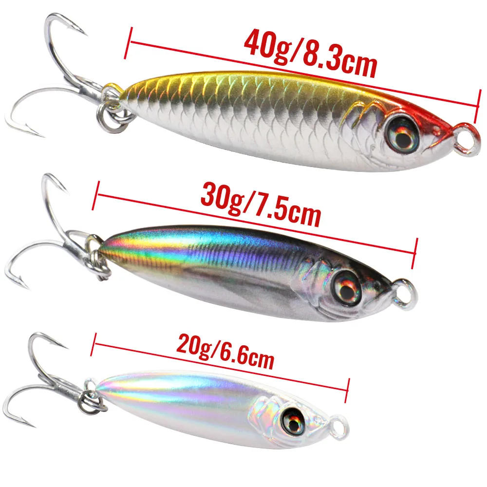 Description Picture 2 of itemMetal Jig Lure 20g 30g 40g Spinner Spoon 3D Eye Color Laser Overlay Spinning Fishing Tackle Hook Swimbait Pesca Spinnerbait Bait