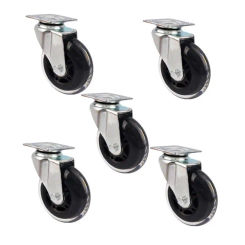 (5 Packs) Caster Manufacturer Recommends High Quality 3-inch Pu Universal Polyurethane Transparent Furniture Office