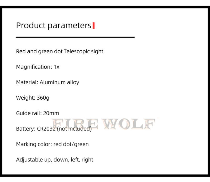 Description Picture 6 of itemTactical Scope Hunting Optics Riflescope Holographic Big Red Dot Sight Reflex Reticle Hunting Gun Accessories