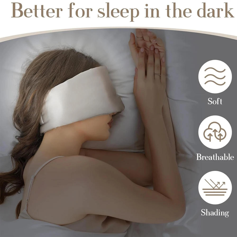 Description Picture 3 of item100% Mulberry Silk Sleeping Mask Eyepatch Blocking Light Eyemask Soft Padded Travel Sleeping Aid for Sleep Patch Slaapmasker