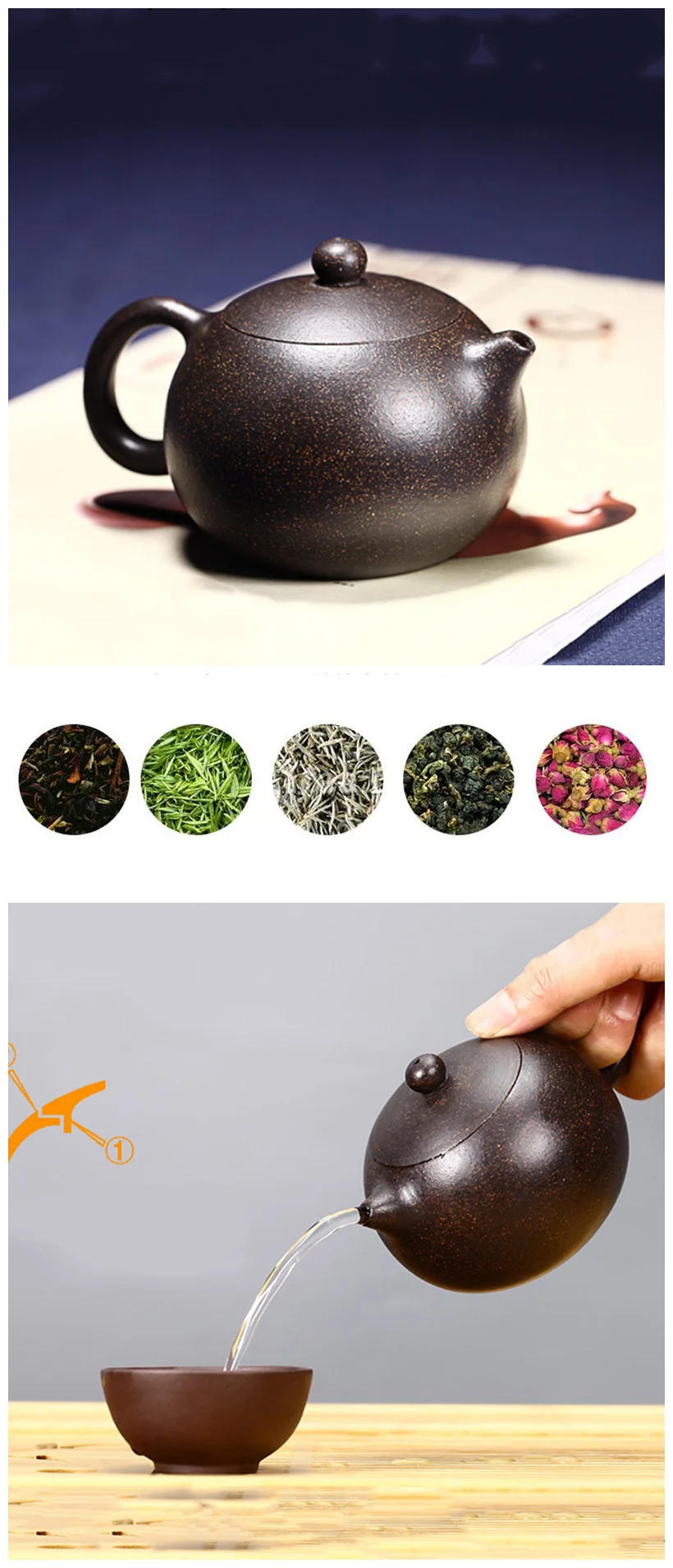Description Picture 5 of itemYixing Purple Clay Teapot Famous Handmade Ball Hole Filter Xishi Tea Pot Chinese Authentic Zisha Tea Set Kettle Customized Gifts
