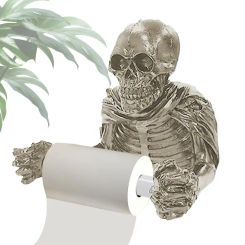 Halloween Toilet Paper Stand Skull Paper Towel Holder Resin Roller Paper Wall Mount Rack For Horror Festival Bathroom Ornament