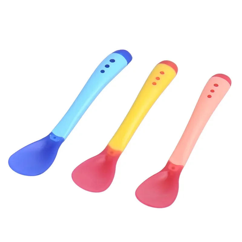 Description Picture 3 of item1pc Safety Silicone Temperature Sensing Spoon for Baby Toddler Self Feeding Spoon Test Food Temperature Infant Flatware Spoons