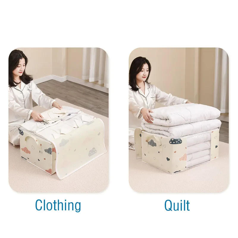 Description Picture 4 of itemNon-woven Foldable Storage Box organizer Portable Clothes Organizer Tidy Suitcase Home Storage Box Quilt Storage Container Bag