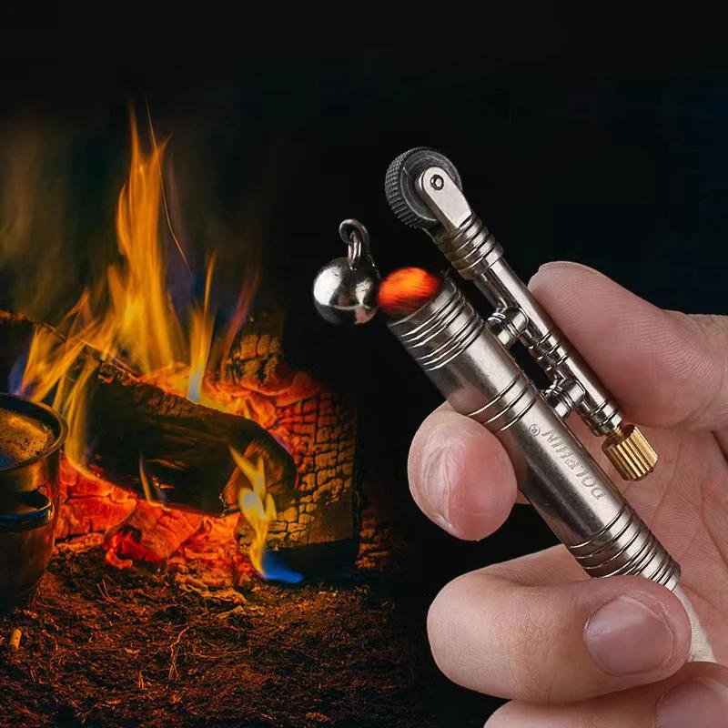 Description Picture 3 of itemPortable Metal Windproof Kerosene Match Rope Lighter Outdoor Camping Survival Retro Lighter Men's Cigarette Lighting Gadget