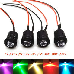 3V 5V6V 9V 12V 24V 36V 48V 110V 220V Ultra Bright 5mm Pre-Wired LEDs with Holders Emitting Diodes Bulb Lights DIY Hobbyists