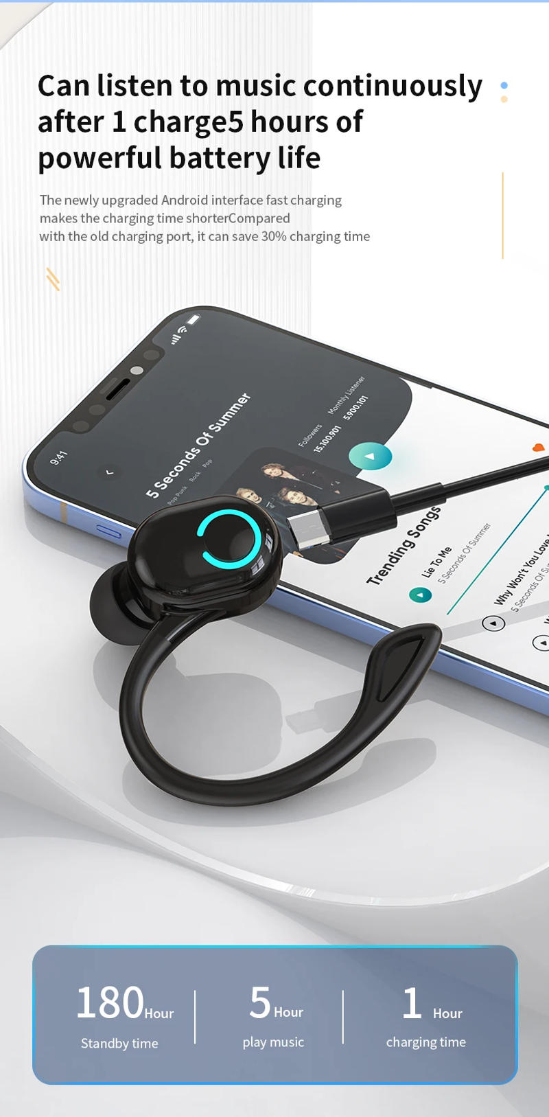 Description Picture 6 of itemWireless Headphones Bluetooth 5.0 Earphones With Mic Single in-Ear Sports Waterproof TWS Earbuds Bluetooth Handsfree Headset