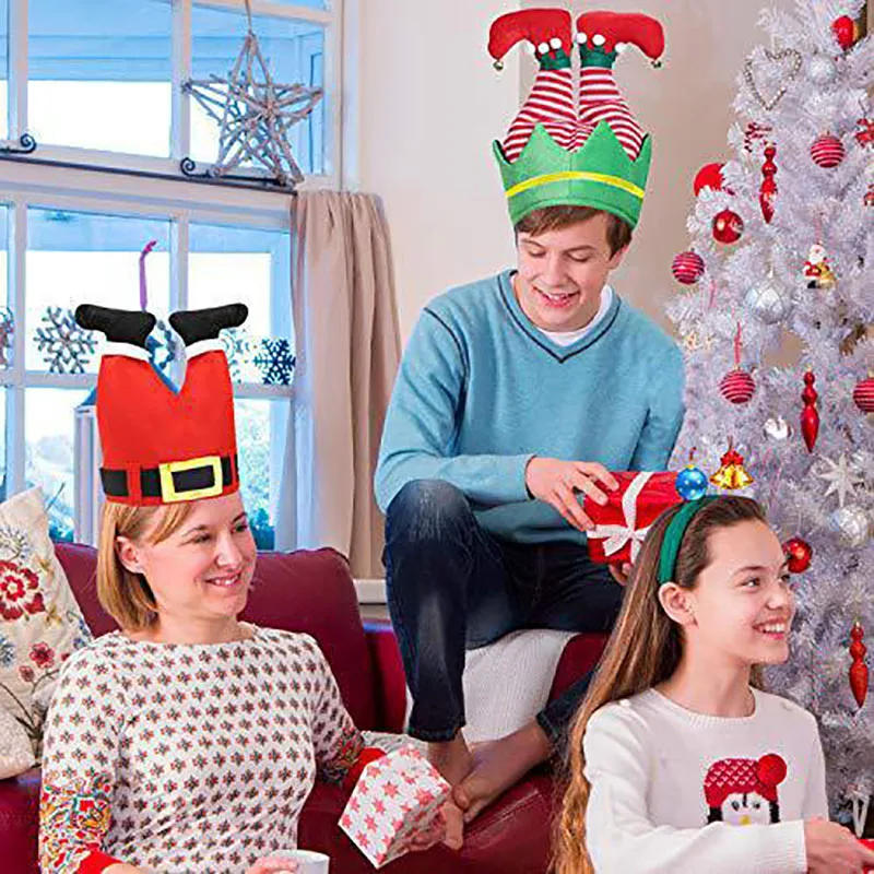 Description Picture 3 of itemCreative Christmas decorations, funny red leg hats, children's and adults Christmas hats, clown hats, party activities