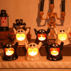 Halloween Candle Holder Halloween Ornaments Kawaii LED Candlestick Lighting Ghost Candle Holder Desk Decor Adornos De Halloween