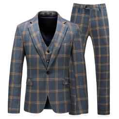 Men's Suit Plaid Notch Lapel Three Pieces Set