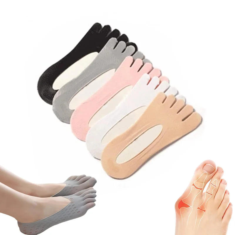 Description Picture 2 of item1 Pairs Women Orthopedic Compression Toe Socks, Full Toe Yoga Sock with Gel Tab, Soft Breathable Five Finger Socks
