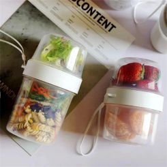 Breakfast Oatmeal Cereal Nut Yogurt Salad Cup Seal Container Set with Fork Sauce Cup Lid Bento Tuppers Food Taper Bowl Lunch Box