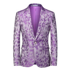 Foreign Trade Men's Fashionable Suit, Banquet, Business and Leisure Small Suit, Light Purple Men's Jacket, Trendy Men's Jacket