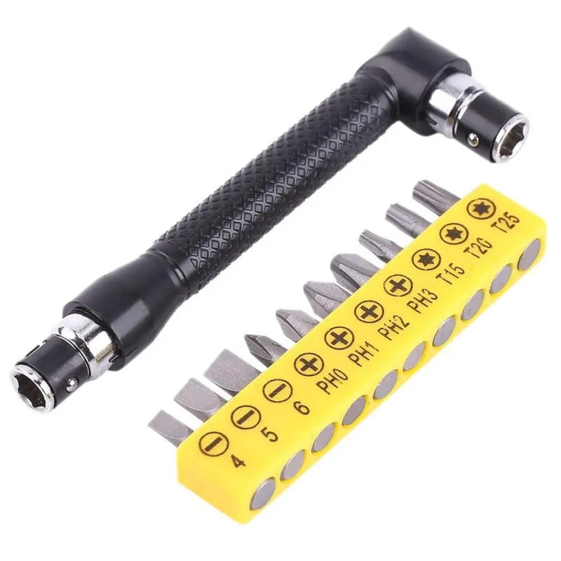 Description Picture 2 of itemL-shaped 1/4 Hexagonal Screwdriver Bit 90 Degree Double Head Handle Black 6.35 Wrench 10pc Yellow Tape Screwdriver Bit Tool Set