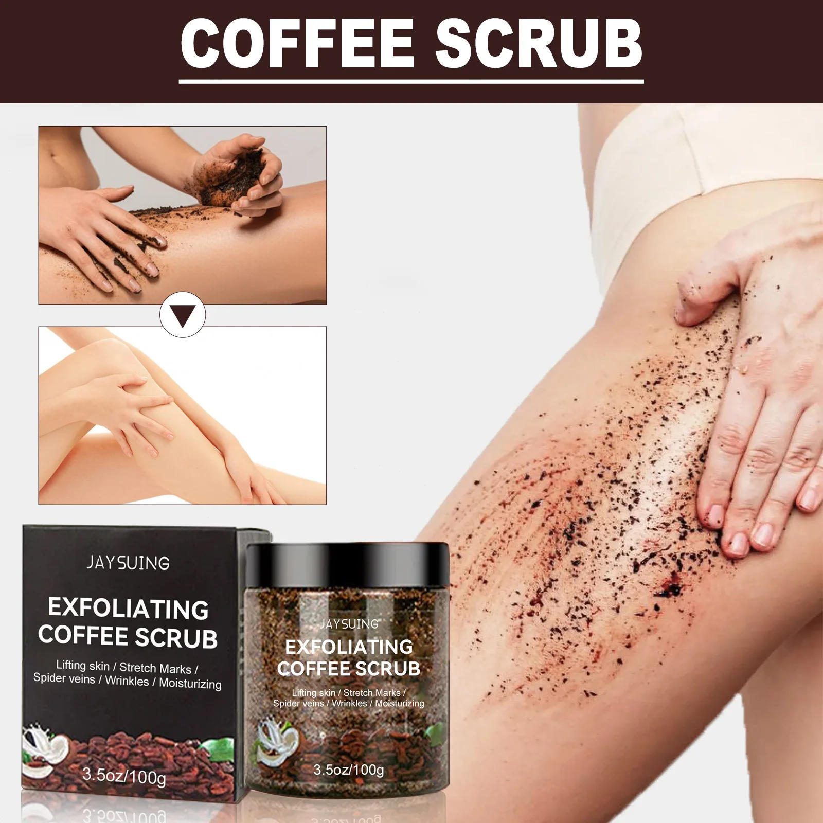 Description Picture 5 of itemCoffee Scrub for Face Body Exfoliating Brightening Cleaning Dark Spots Removal Fade Melanin Pigmentation Whitening Scrub Cream