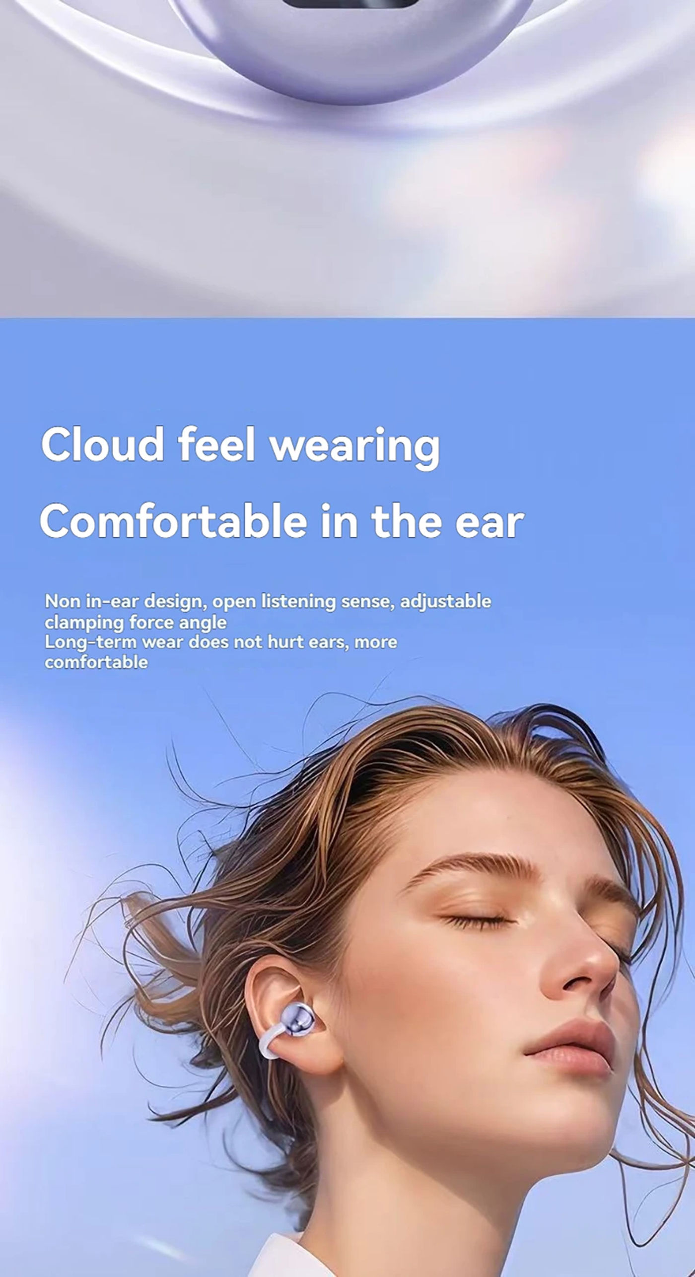 Description Picture 4 of itemNew Open Ear Clip Wireless Headphone BT 5.4 Earbuds Sports Waterproof Earphones HD Call With Charging Case LED Power Display