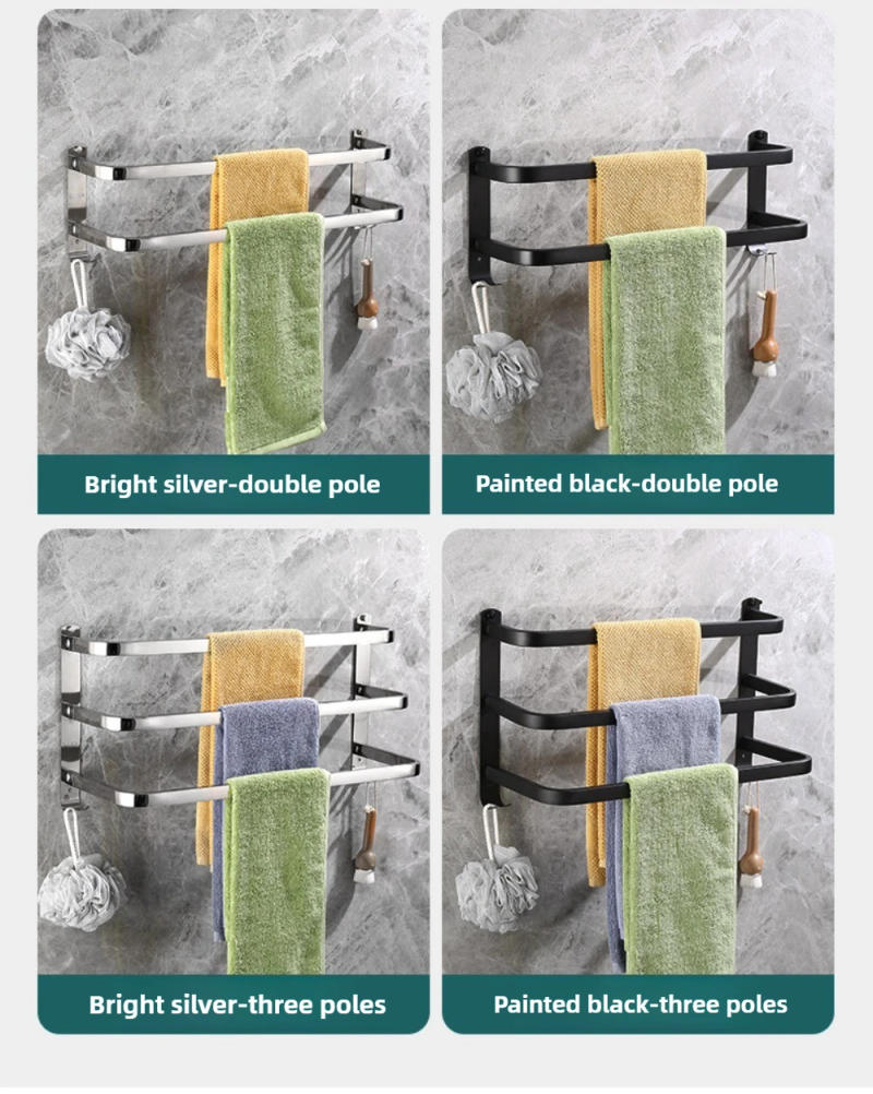 Description Picture 4 of itemBathroom Towel Rack 3 Layers Black Towel Holder Shower Rack Stainless Steel Wall Mount Storage Shelf Bathroom Accessories