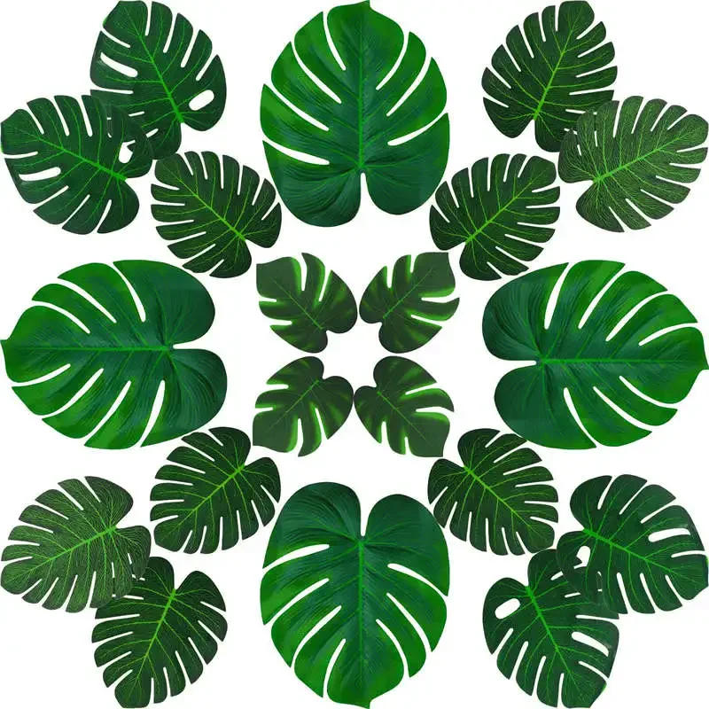 Description Picture 2 of itemArtificial Palm Leaves Tropical Monstera Fake Plant Large Green Leaf Table Wall Decoration for Hawaiian Party Supplies