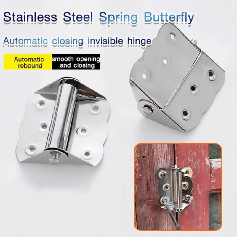 Description Picture 2 of item2PCS Stainless Steel Butterfly Hinge Automatic Closing Door Closer Swing Screen Window Spring Hinge