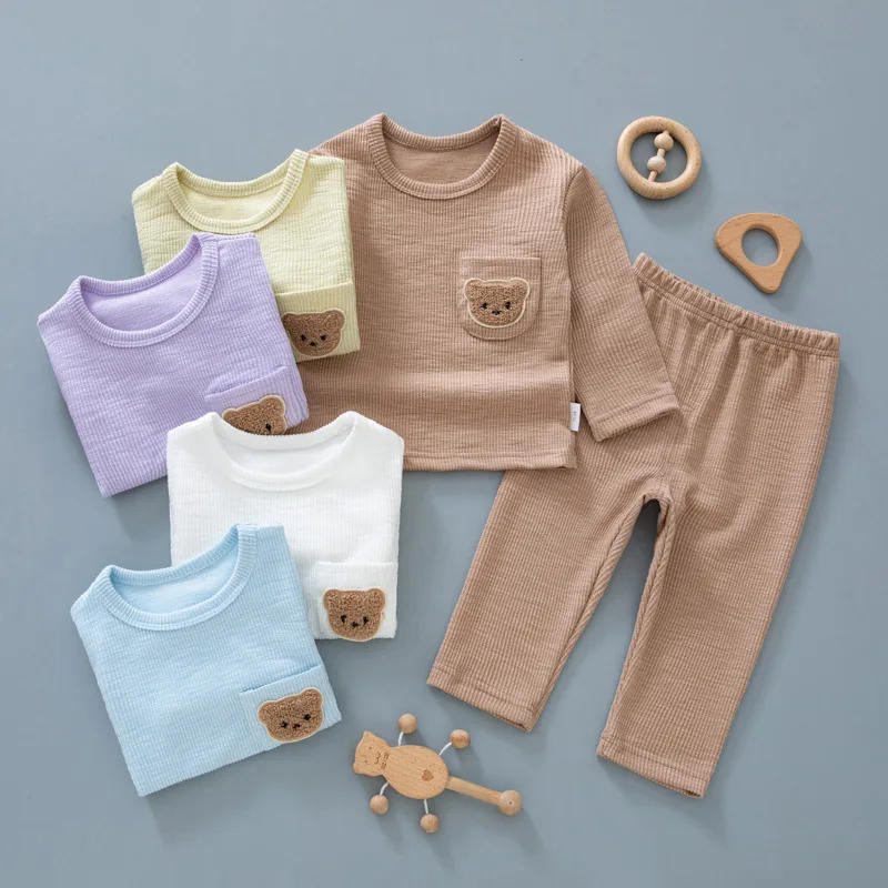 Description Picture 2 of itemFall Baby Pajamas Suit 0-3Y Toddler Boys Long Seeved Sleep Wear Underwear Set Girls Bear Head Night Wear Infant Home Clothes