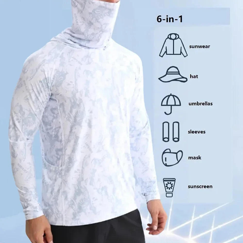 Description Picture 4 of item6-in-1 Professional UPF50+ Fishing Clothing Light Thin Breathable Hooded Rash Guard Quick Dry Fishing Shirts Featured Workhorse