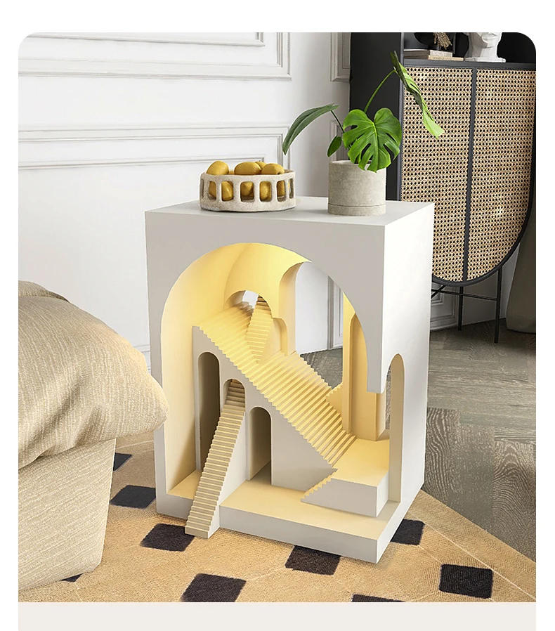 Description Picture 3 of itemModern Minimalist Coffee Table,Creative Loft Bedroom Art Side Table,Bedside Table,Multifunctional Storage Bedside Cabinet Shelf