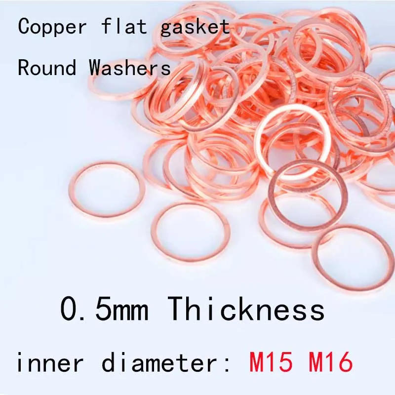 Description Picture 2 of item0.5mm Thickness M15 M16 Inner Diameter T2 Copper Gasket Round Washers Flat Gaskets Sealing Washer 17mm-35mm Outer Diameter
