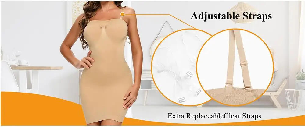 Description Picture 6 of itemStrapless Shapewear Slip for Women Under Dress Full Slips Dress Tummy Control Camisole Body Shaper Seamless Corset Underwear