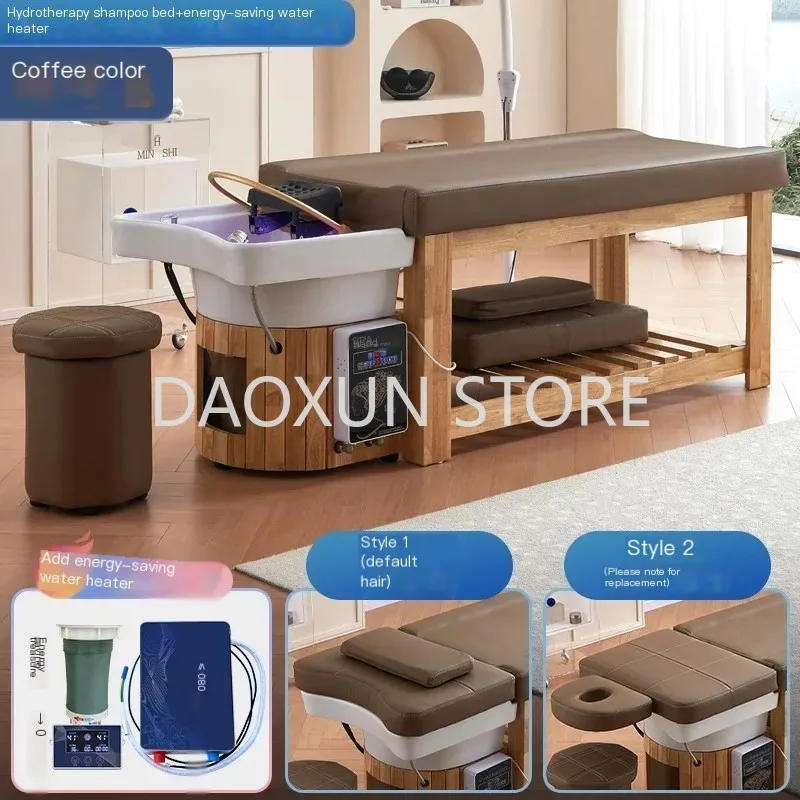 Description Picture 3 of itemHead Spa Wooden Shampoo Chair Fumigation Hair Salon Lighting Equipments Bed Therapy Chaise De Coiffure Salon Furniture MQ50SC