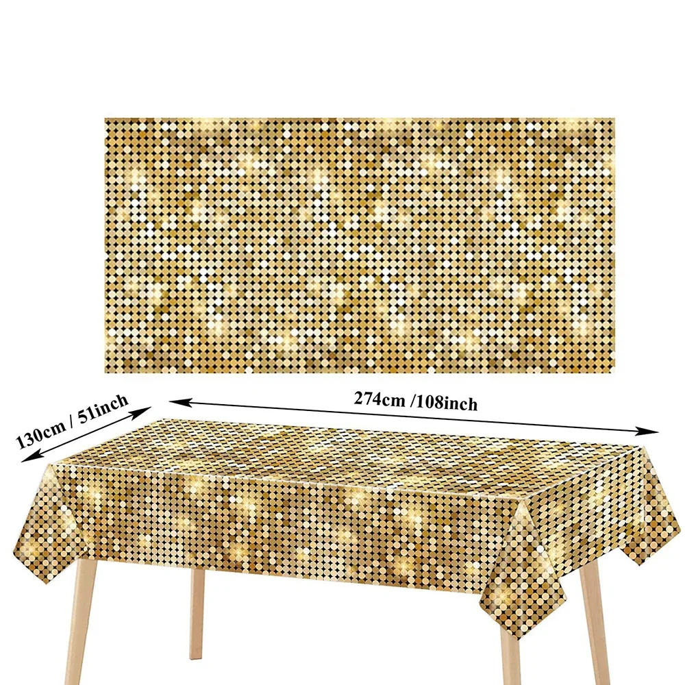 Description Picture 4 of item70s 80s 90s Disco Birthday Party Decoration Plastic Tablecloth Disco Mirror Ball Cake Topper Decoration Wedding Hanging Pendants