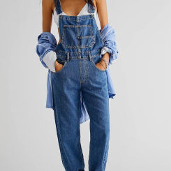 Vintage Denim Overalls for Women Spring Summer Loose Fit Classic Bib Casual Jean Stretchy Denim Overall Jumpsuits Leg Jean Pants