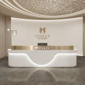 Beauty Luxury Front Desk Reception Clinic Reception Desk Table Office White Shop Cashier Counter Theke Rezeption Bar Furniture