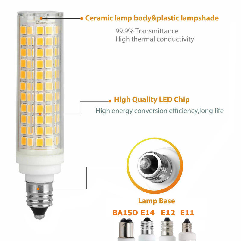 Description Picture 5 of itemBA15D E11 E12 E14 8W Dimmable LED Corn Light Bulb 136 LED Ceramic Light 220V 120V Kitchen Ceiling Fan Light 150W Halogen Lamp