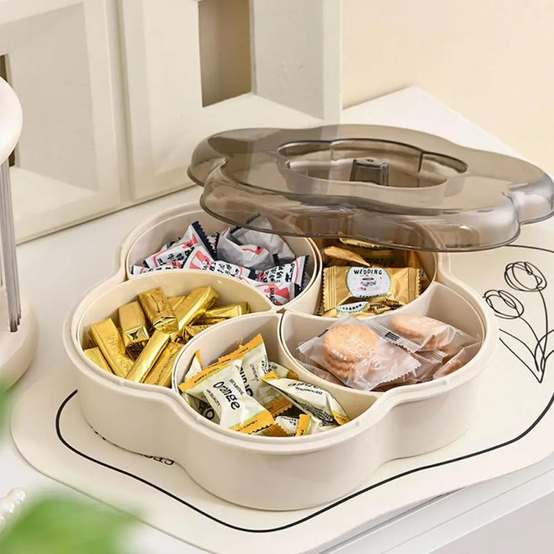 Description Picture 5 of itemDurable With Lids Divided Serving Tray Dust-proof Large Capacity Snack Storage Fruit Bowl Modern Plastic Candy Tray Living Room