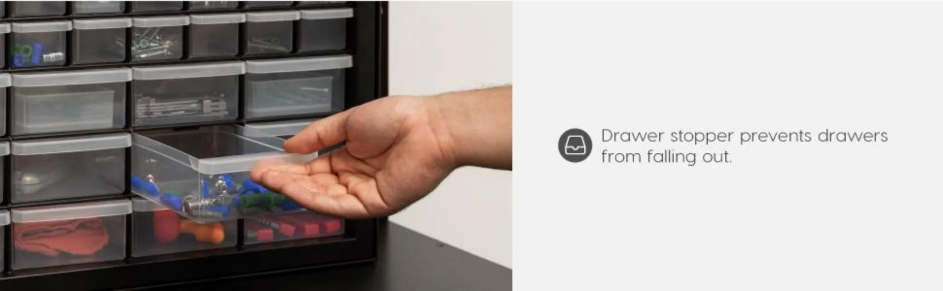 Description Picture 4 of item44 Drawer Stackable Storage Cabinet for Hardware Parts Crafts, Black - Small Brick Organizer Utility Chest