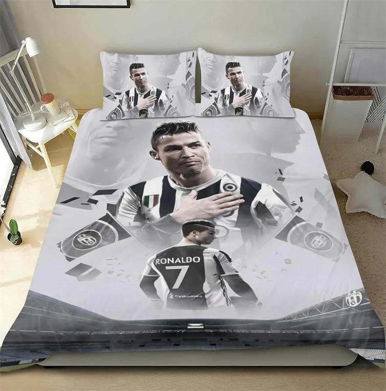 Description Picture 3 of itemFootball Star Ronaldo Bedding Set Duvet Cover 2/3 Piece Set Single Double Bedroom Decoration Lightweight Comfortable Soft 3d